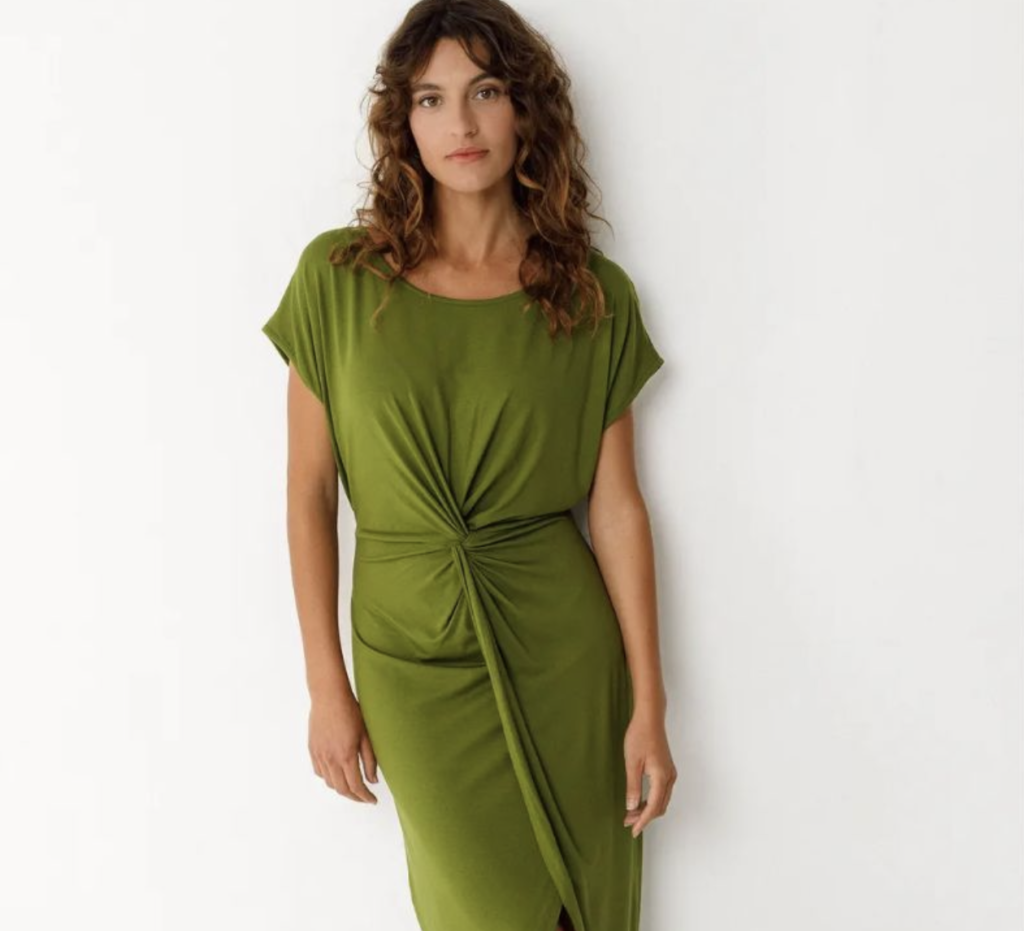 Robe Drapée Nouée Kaki