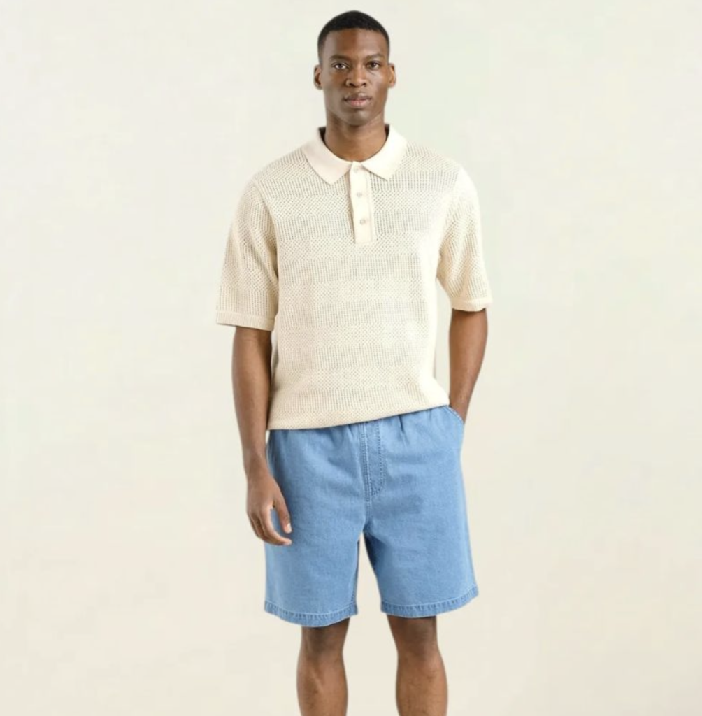 Short en Jean Bleu Ciel Taille Élastiquée