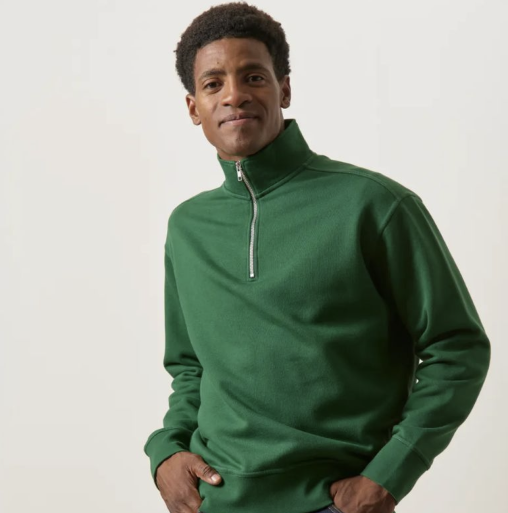 Sweat Col Zippé Vert